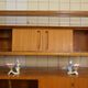 Mid-century living room furniture in ash wood with suspended parts