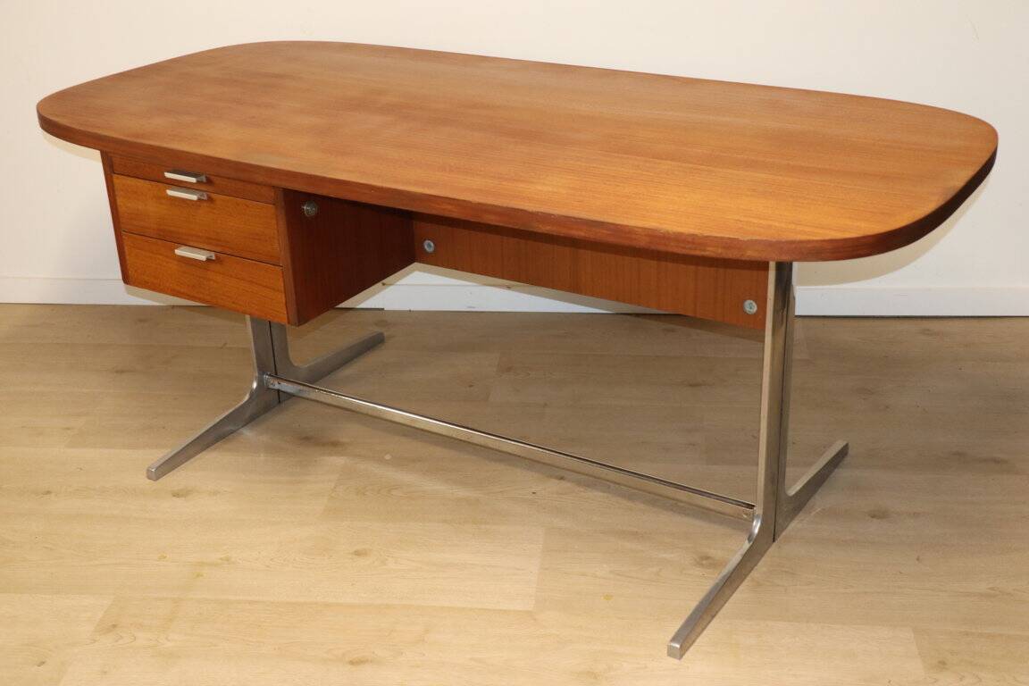 Vintage desk by George Nelson in wood and aluminum, 1960s