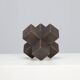 Handmade geometric wooden sculpture in cross form, 1970s – Brutalist constructivist abstraction