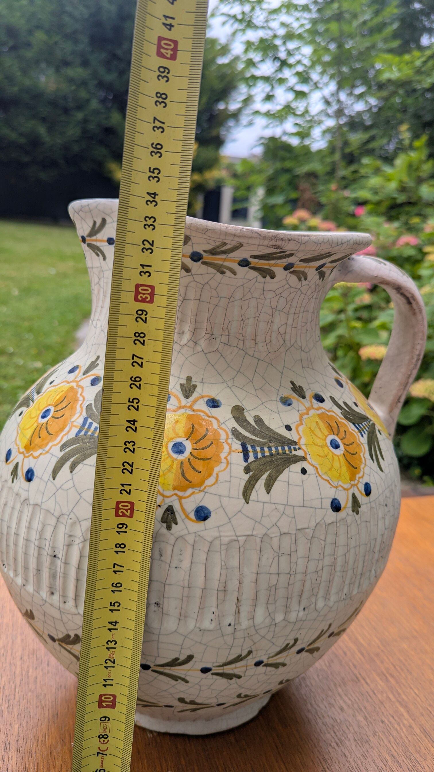 Large Pitcher / Handmade Ceramic Vase - Talavera Spain Vintage