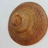 Asian hat in braided wicker and bamboo 70s