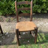 Set of 6 vintage straw farm chairs