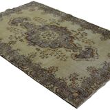 One-of-a-kind turkish handwoven vintage rug - rustic vintage charm 265x 166