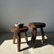 Brown solid wood stool flat circular seat