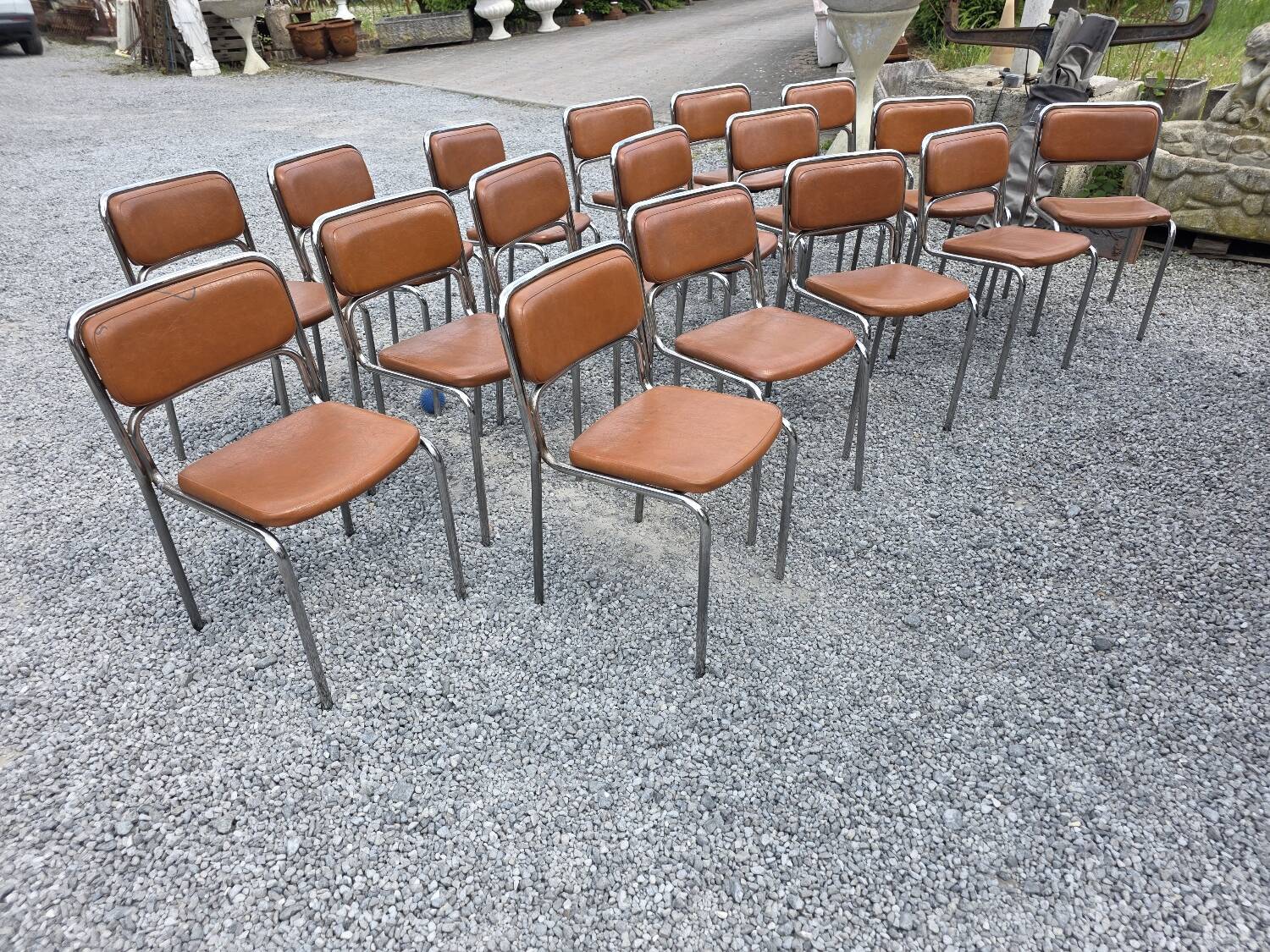 17 chrome metal bistro chairs from the 70s
