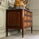 Louis XVI commode in veneer, gilt bronze and grey Ardennes marble, 18th century