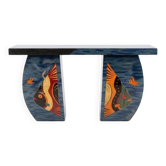 Une console Art Déco en bois de hêtre et marqueterie bleue
