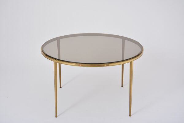 Table basse circulaire dorée du milieu du siècle moderne en laiton par Vereinigte Werkstätten