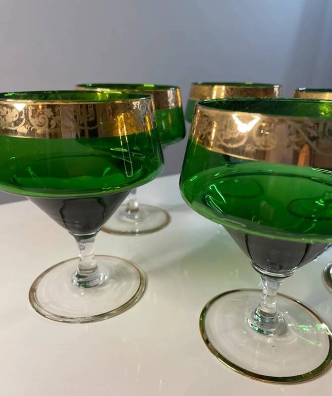 6 vintage Venetian glasses