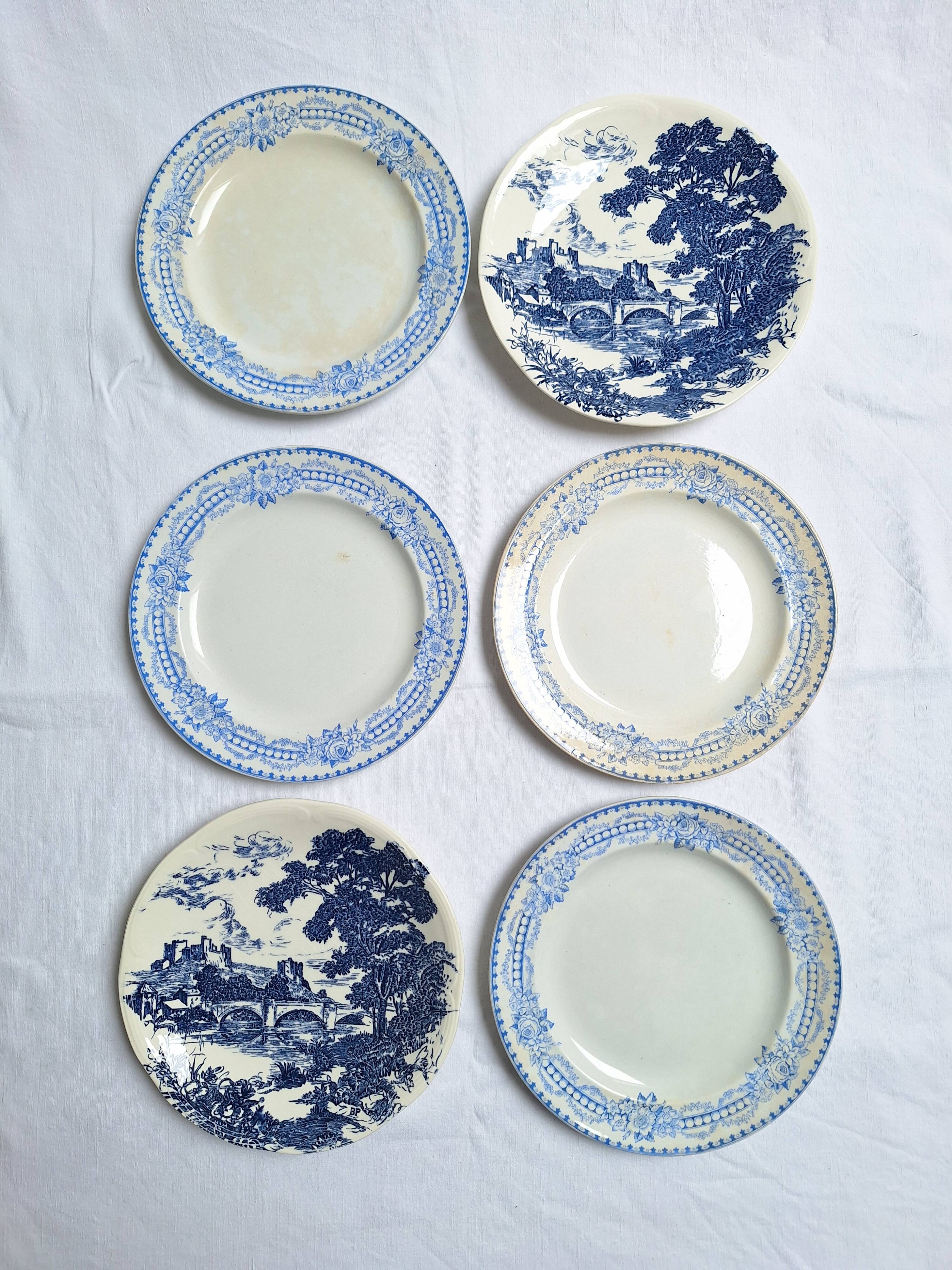 Vintage blue dinner plates