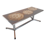 Vintage ceramic and chrome metal coffee table from the 70s