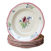 6 deep plates in Gien earthenware, Lorraine model