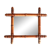 Petit miroir mural en bois tourné façon faux bambou, années 30