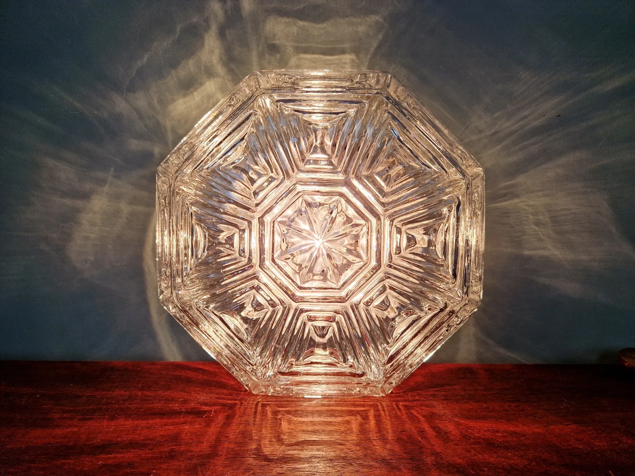 Vintage textured glass ceiling light, geometric patterns, Wila, 1970.