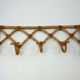 Vintage rattan coat rack 5 hooks 50s
