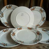 Six Art Deco plates from Badonviller service "Madeleine"