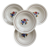 4 vintage deep plates faience Saint-Amandinoise model 7502 – Decor f