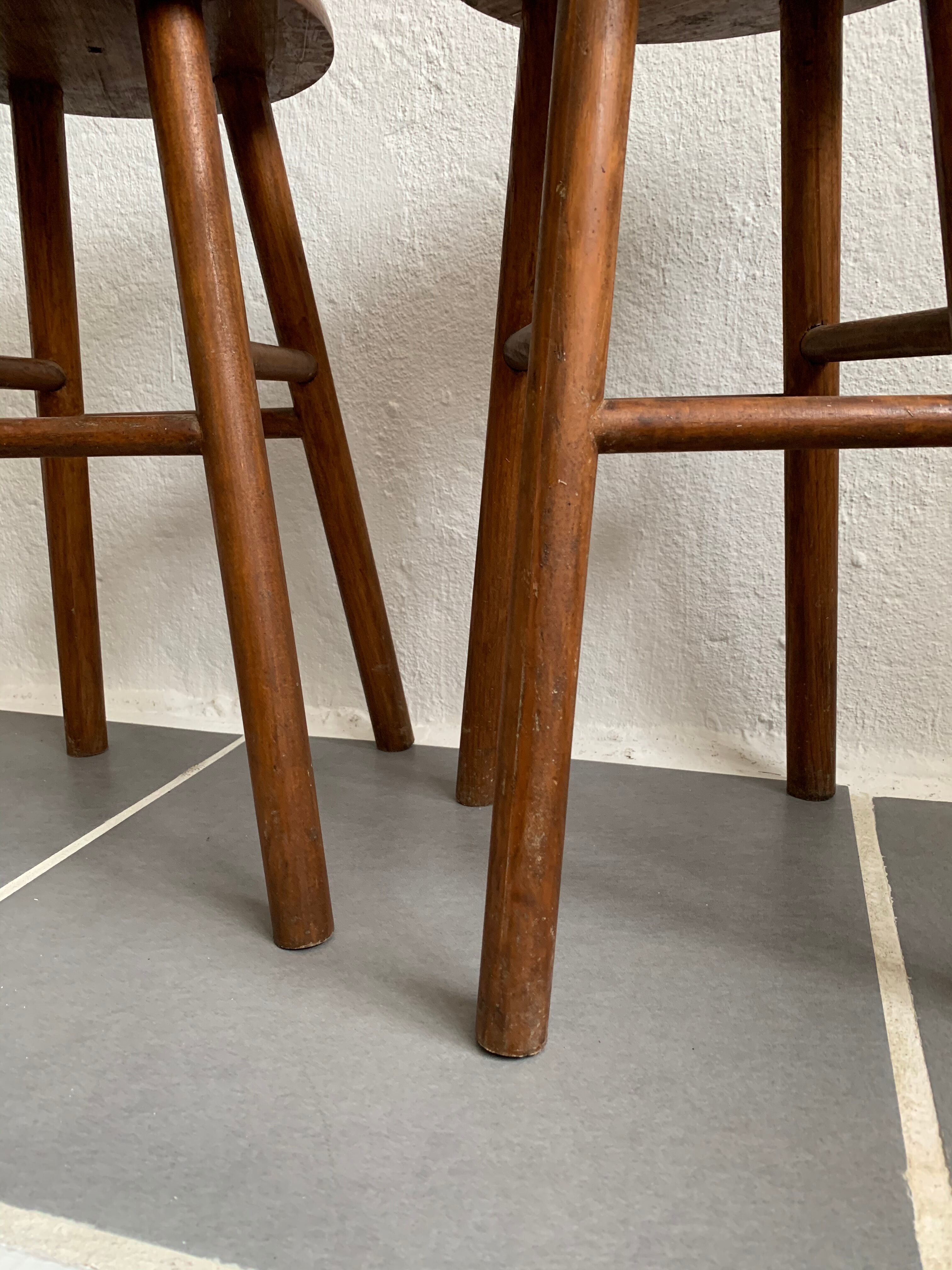 Pair of vintage wooden stools