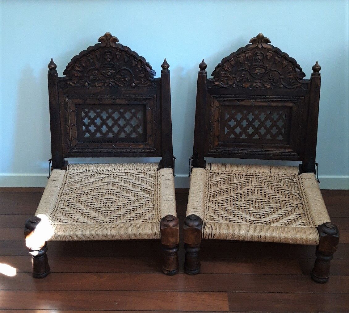 Pair of folding tibetan armchairs