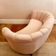 1940s Danish Banana Shaped Scalloped Sofa in Blush Pink