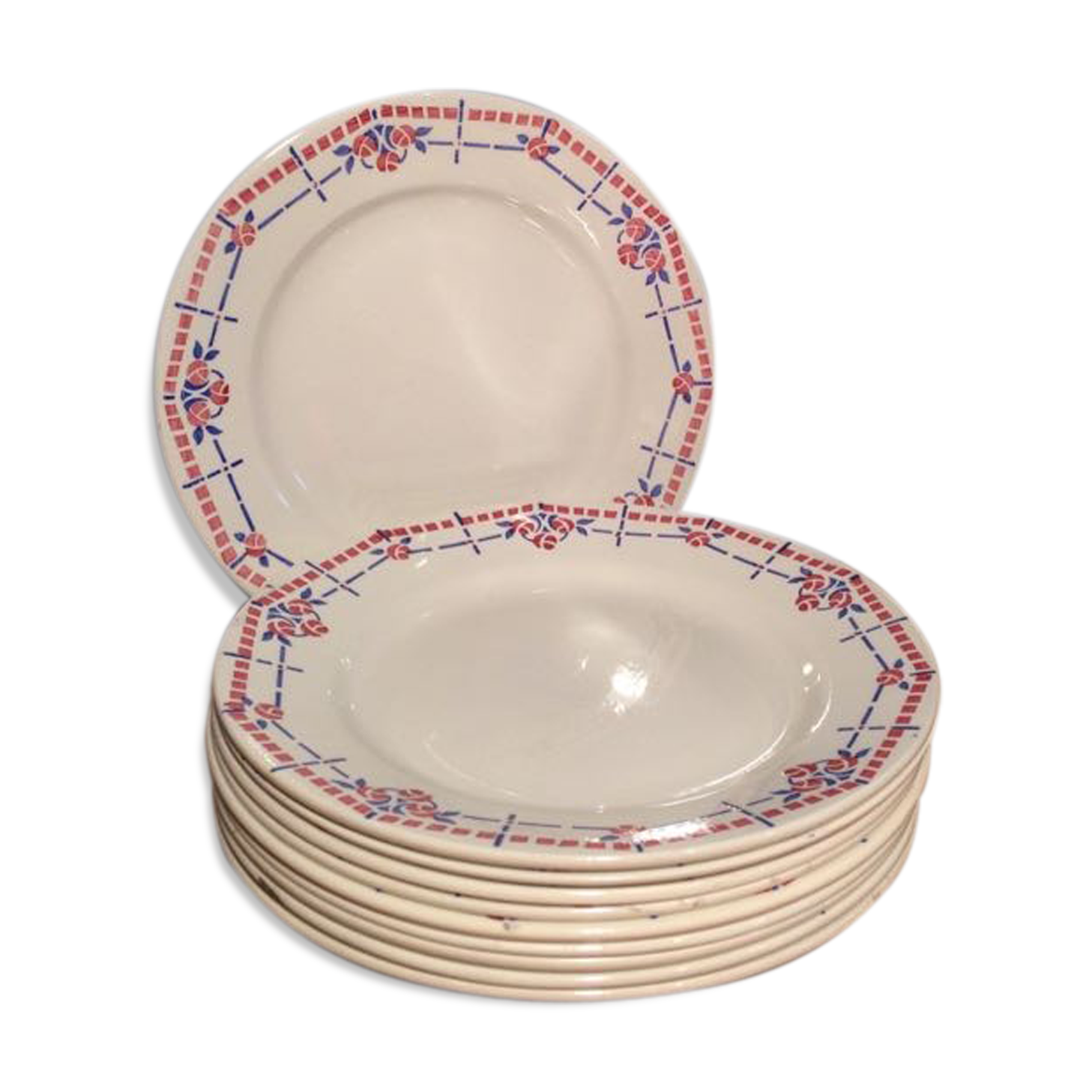 Suite de 10 assiettes plates CM Paris