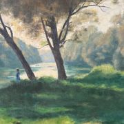 Bank of the Marne, oil on canvas signed Albert Mauguiere 1875-1968