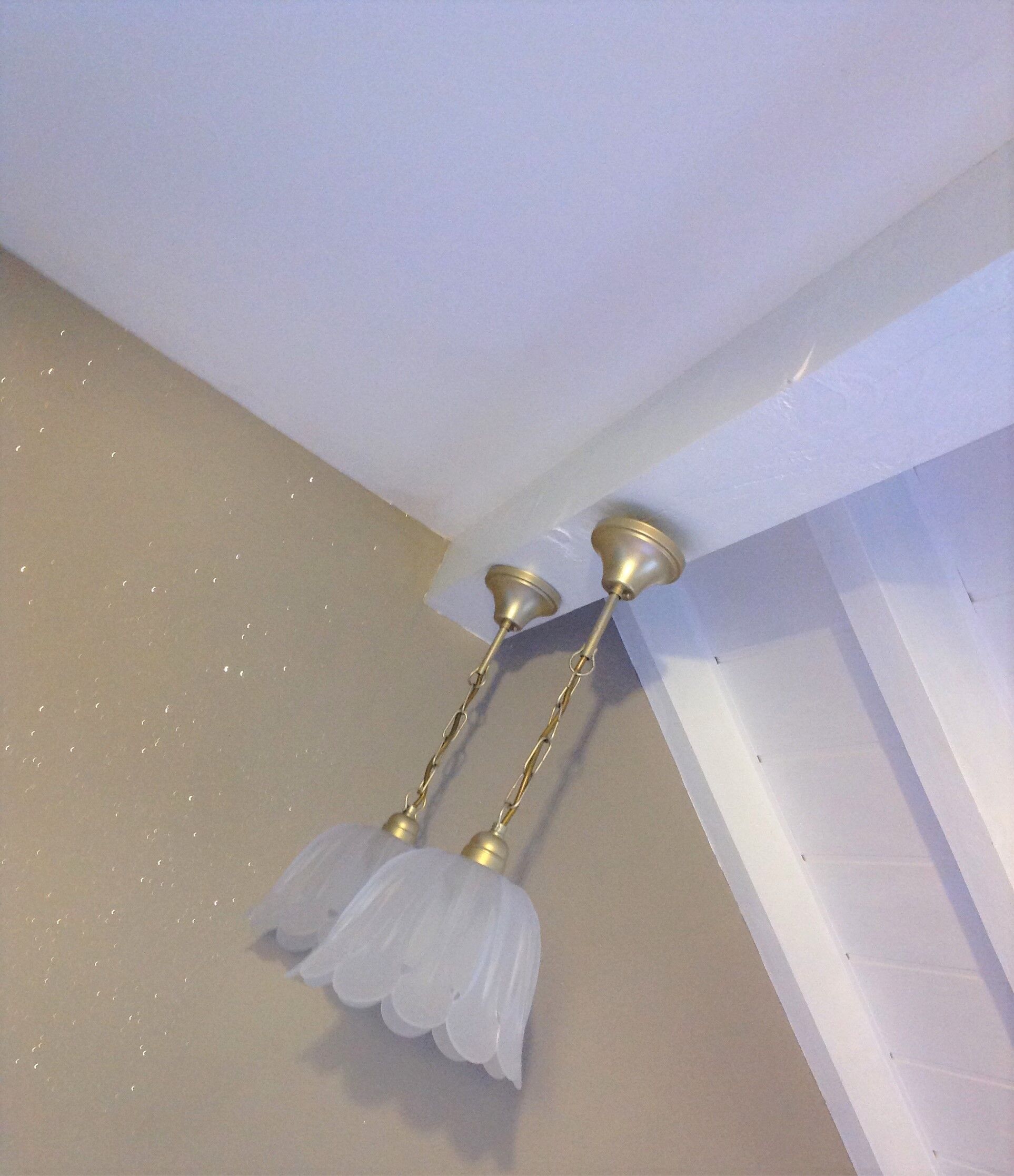 Pair of pendant lamps bell in frosted glass style art deco