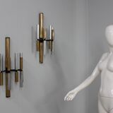 Stilnovo brass and aluminun tubes sconces 1950s