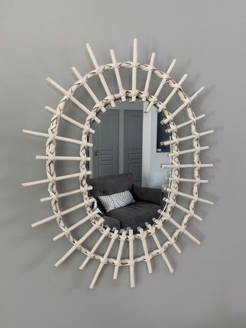 Miroir rotin blanc 50x40cm