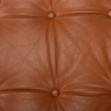 Brutalist Lounge Chair and Ottoman in Cognac Leather , 1970s