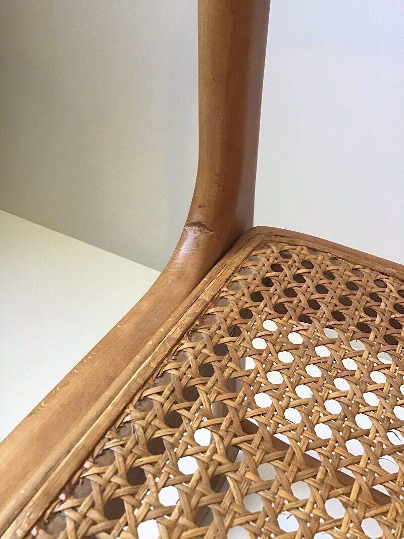 Set de 6 chaises traîneau cannées baumann, années 60