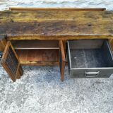 Oak and metal workbench