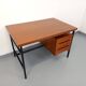 Vintage modernist double-sided desk in mahogany and black metal from the 1960s