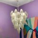 Large Polygon White Murano Glass Chandelier 1980’s