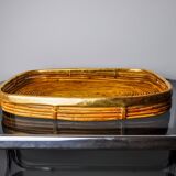 Rattan and brass tray, Italy, 1970