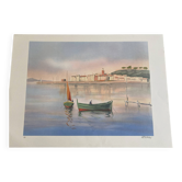 Signed lithograph by the french artist provençal victor zarou.