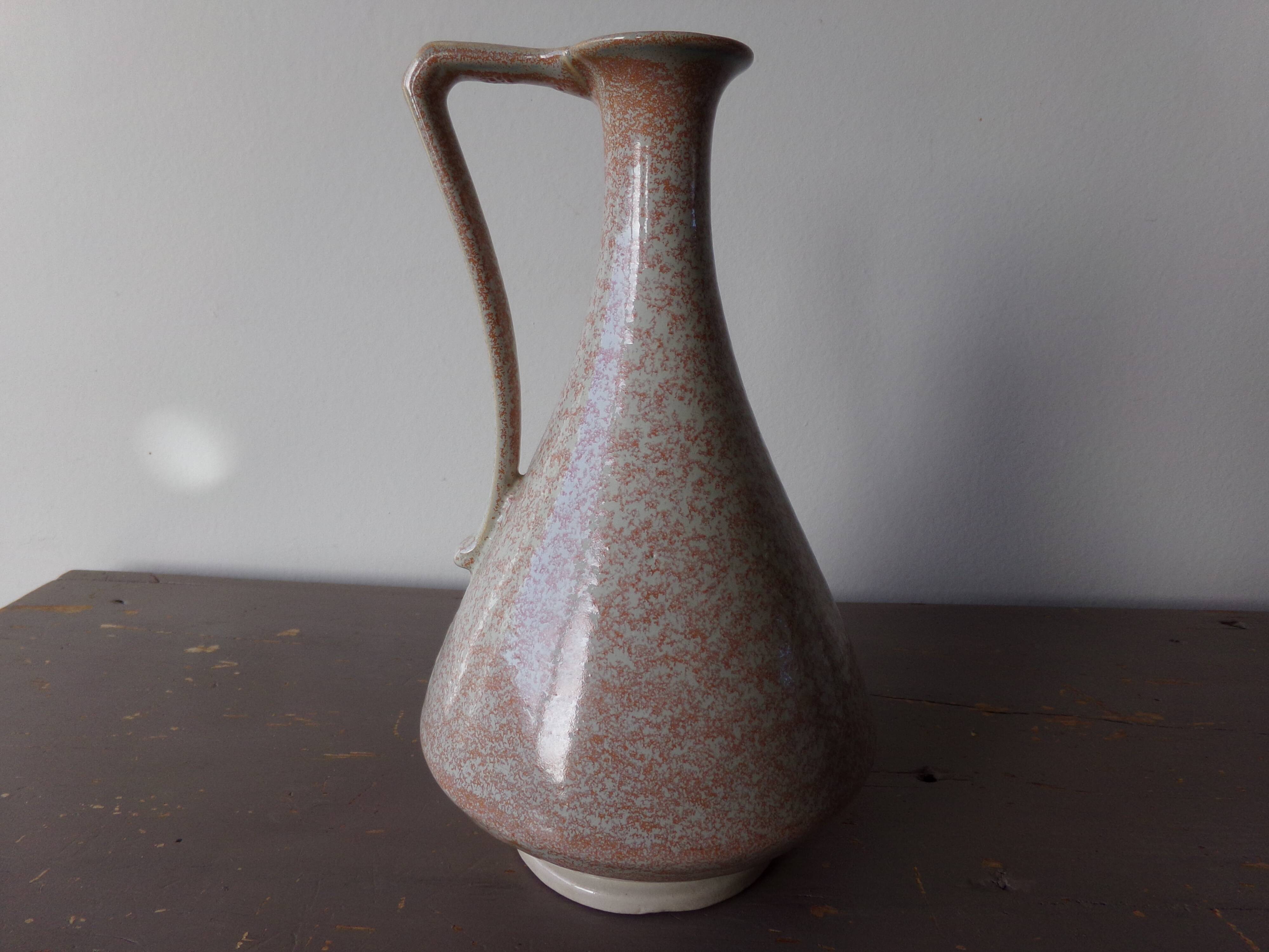 Glazed ceramic handle pitcher Fournier Demars