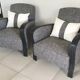 Paire de fauteuil studio 1950 entièrement restaurée tissu Thévenon.