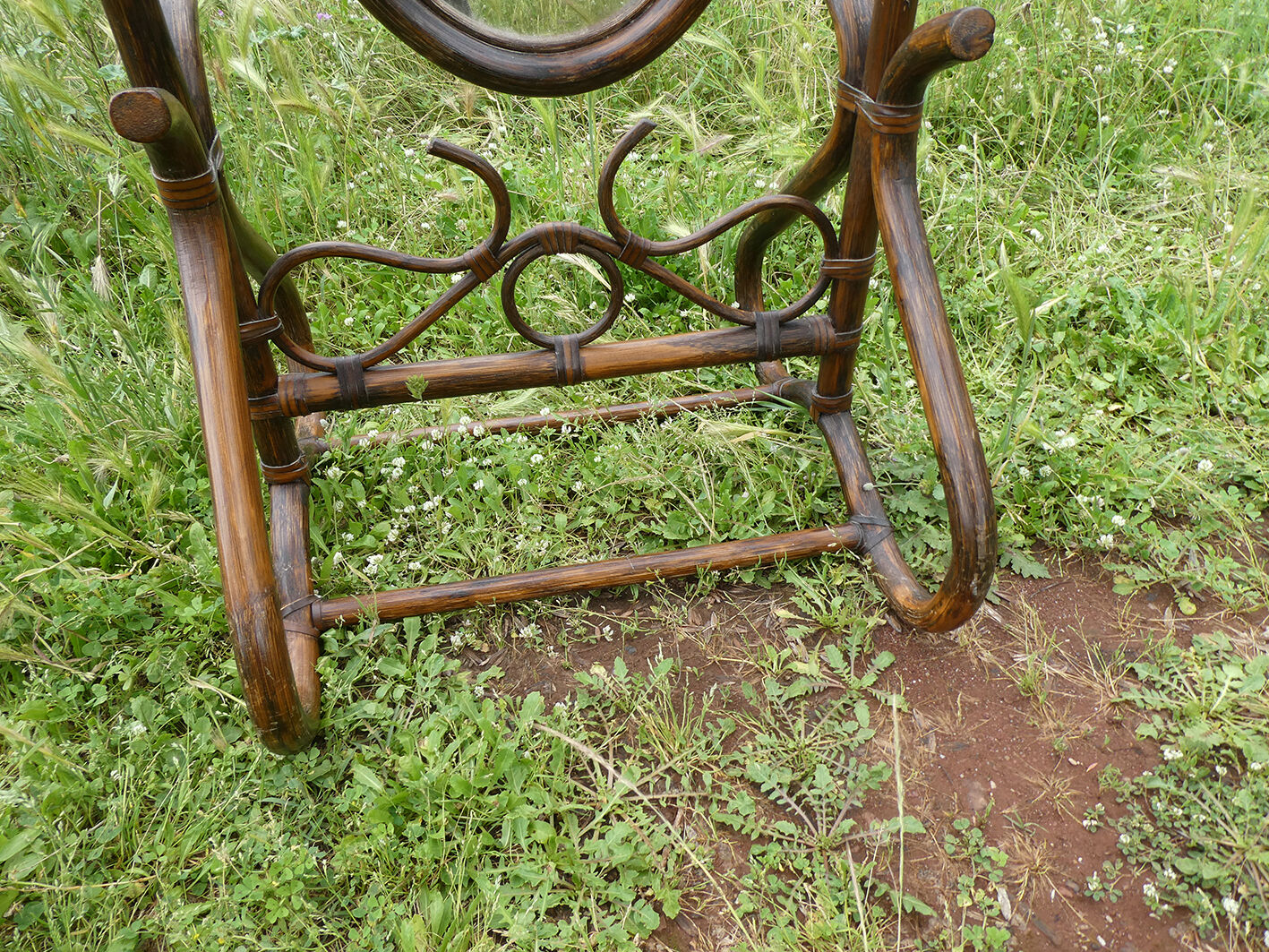 Vintage rattan psychedelic mirror 175x56cm