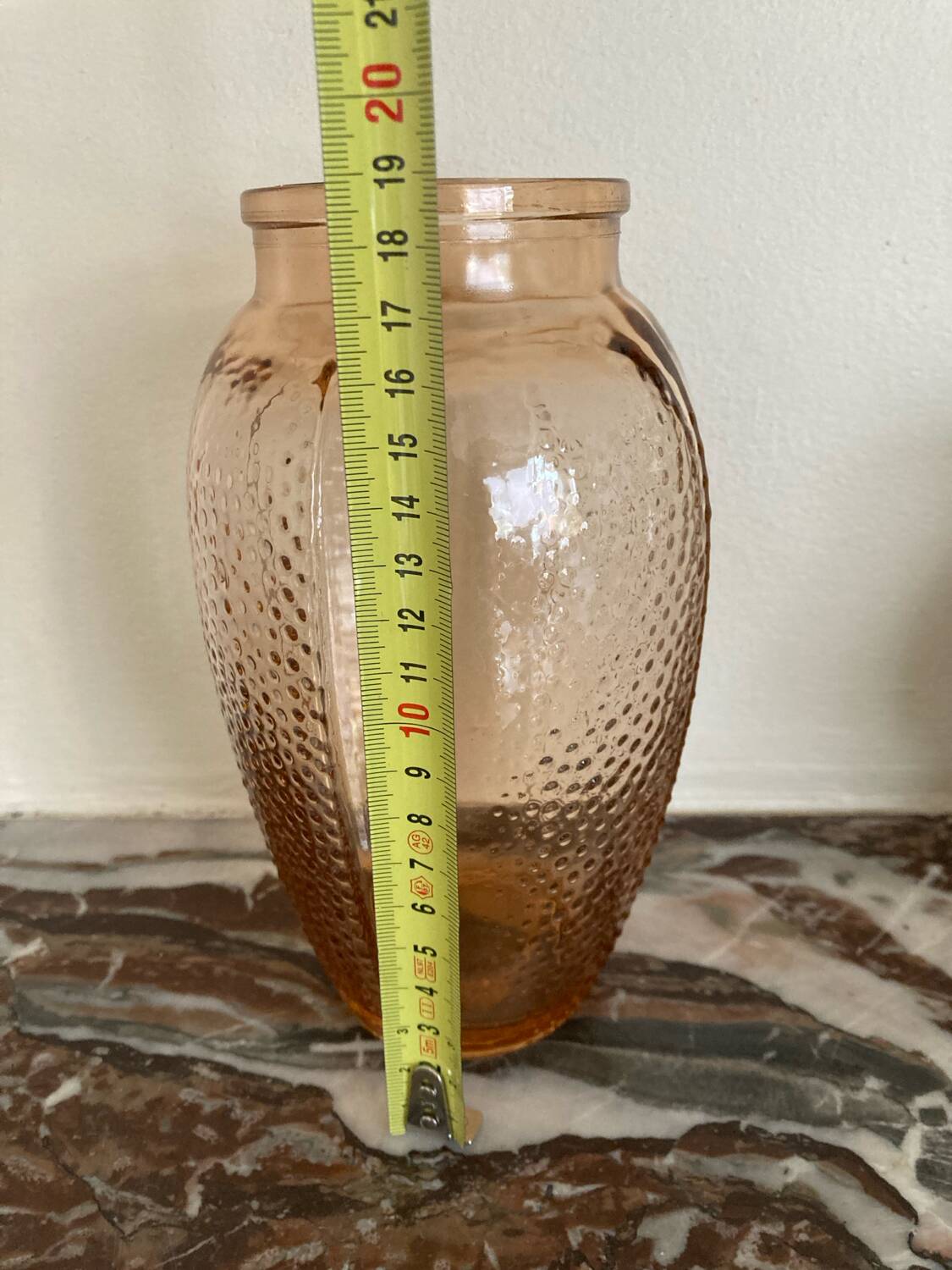 Art Deco pink molded glass vase