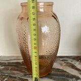Art Deco pink molded glass vase