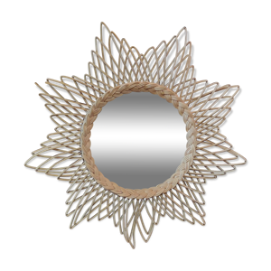 Miroir soleil rotin vintage, 51