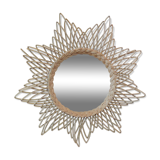 Vintage rattan sun mirror, 51 cm
