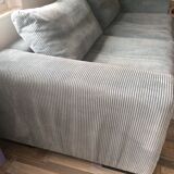 Sky blue ribbed 3-seater sofa