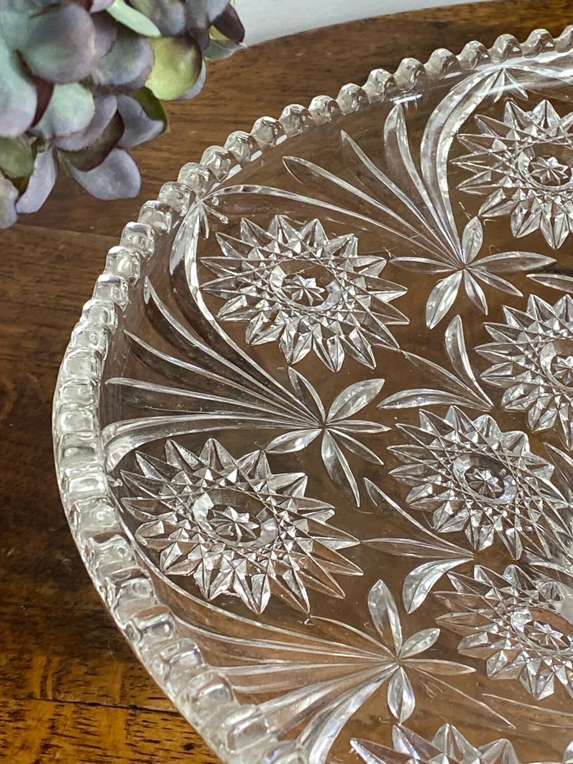 Large cut glass fruit bowl, 1950s