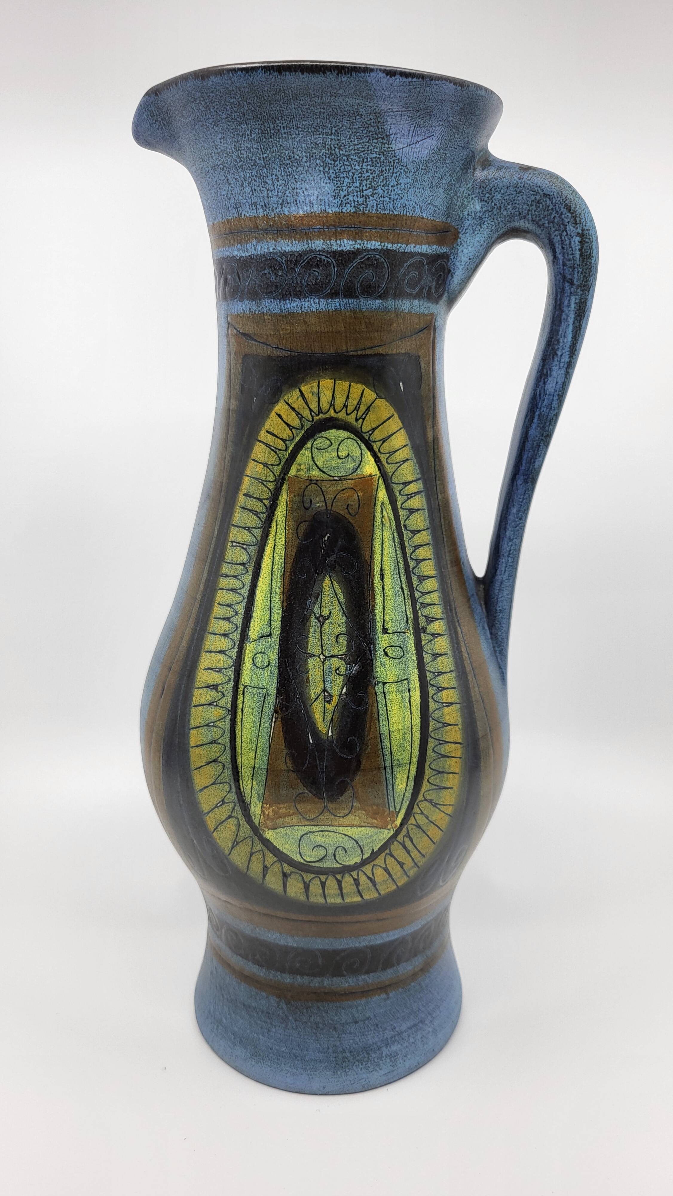 Jean de Lespinasse vase in blue ceramic, Côte d'Azur, France, 1950.
