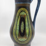 Jean de Lespinasse vase in blue ceramic, Côte d'Azur, France, 1950.