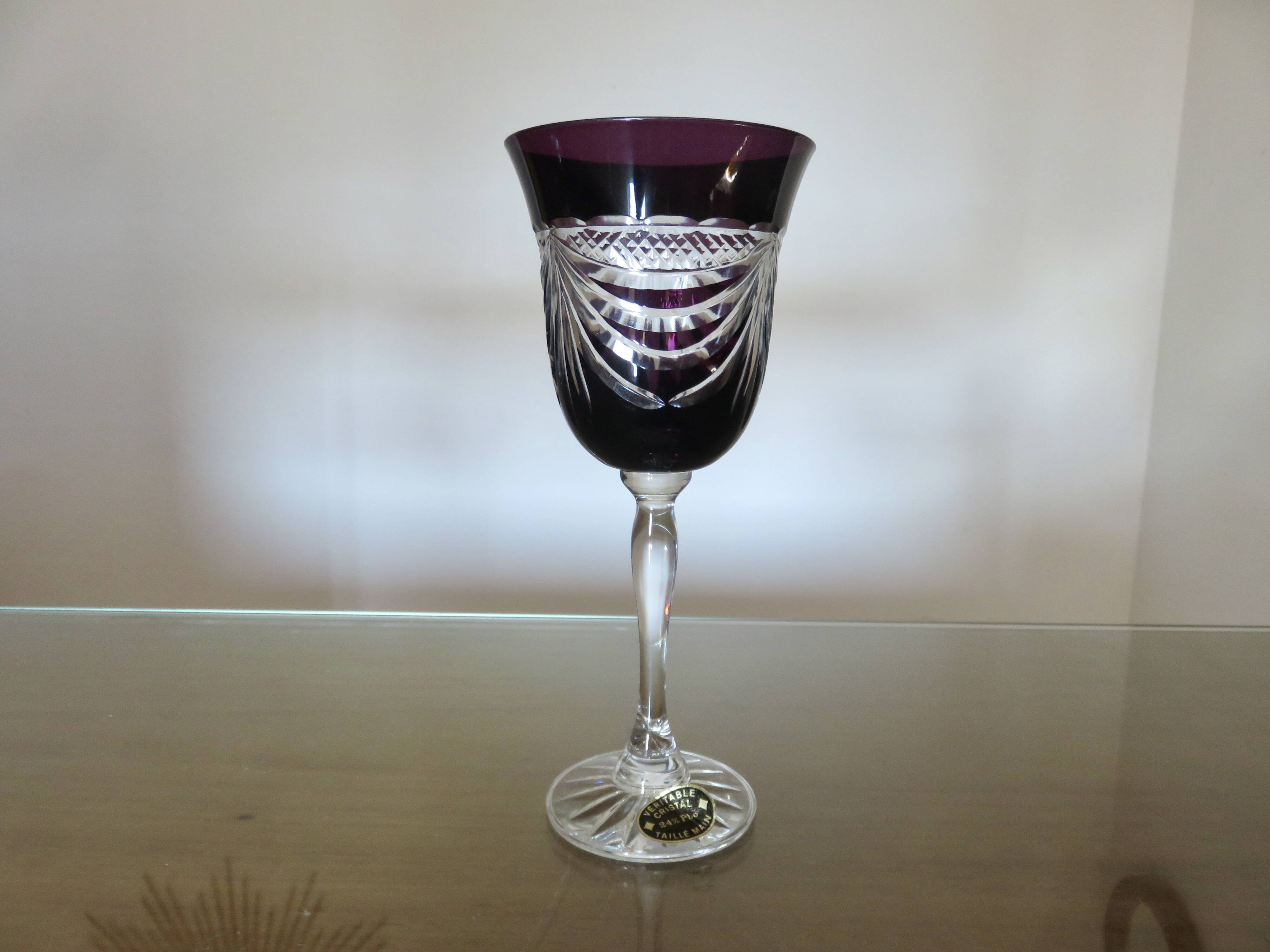 Service cristal couleur "Cristalleries de Lorraine" carafe et 5 verres