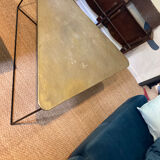 Triangular gilded metal coffee table