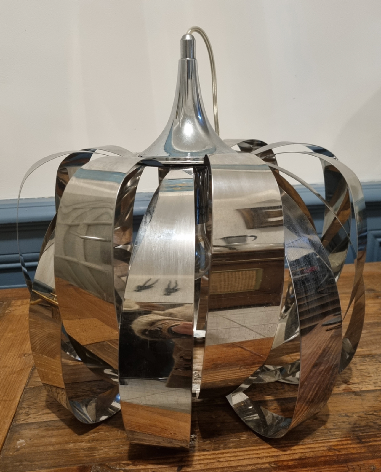 Space age suspension, sputnik, chrome metal, 80s